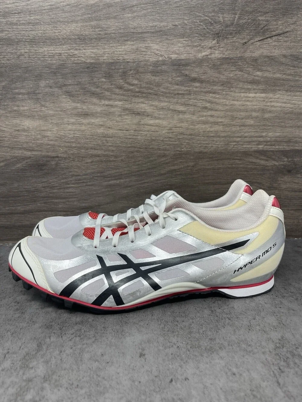 Asics Hyper MD Track Spikes Mens Size 8.5 Silver Red XC Running